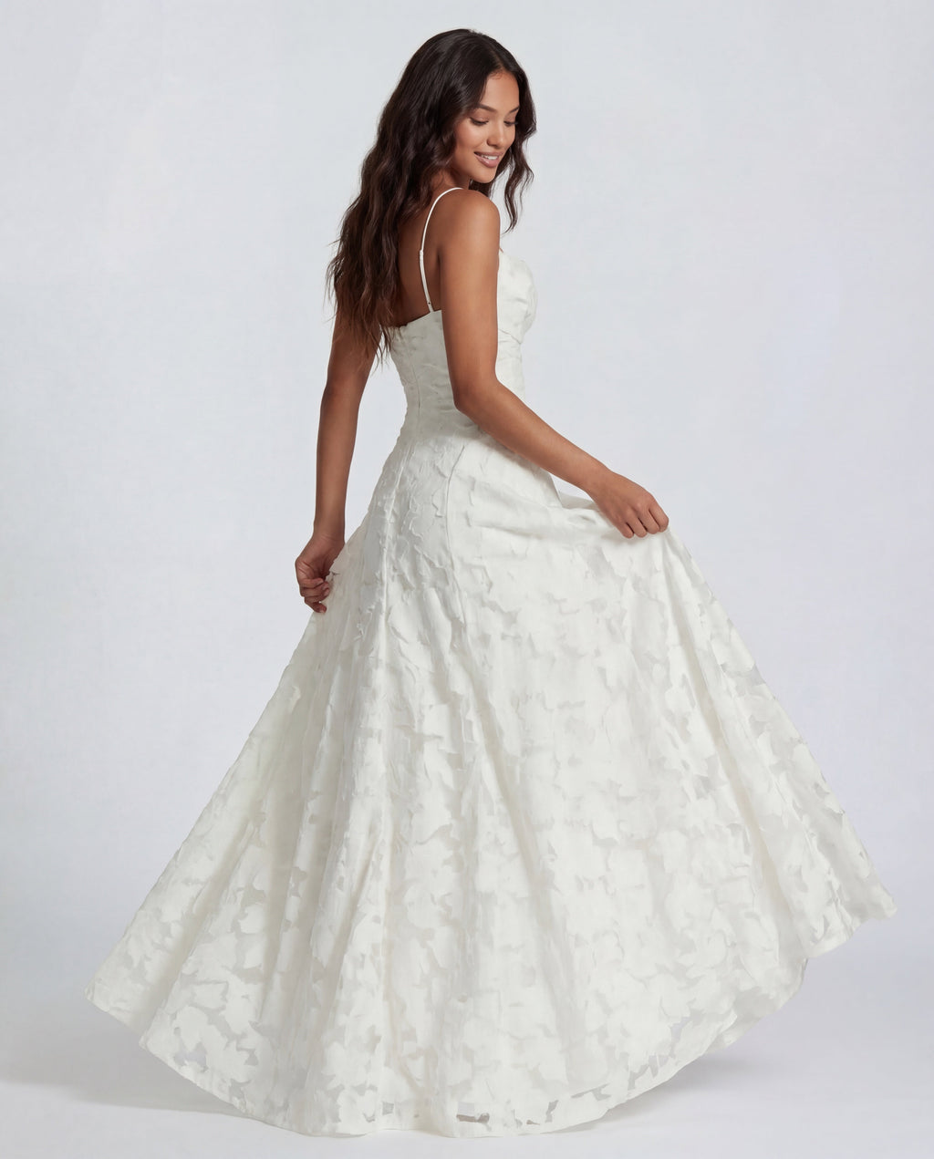 Sofia | Women's Straight-Neckline Flowing Lace Maxi Dress