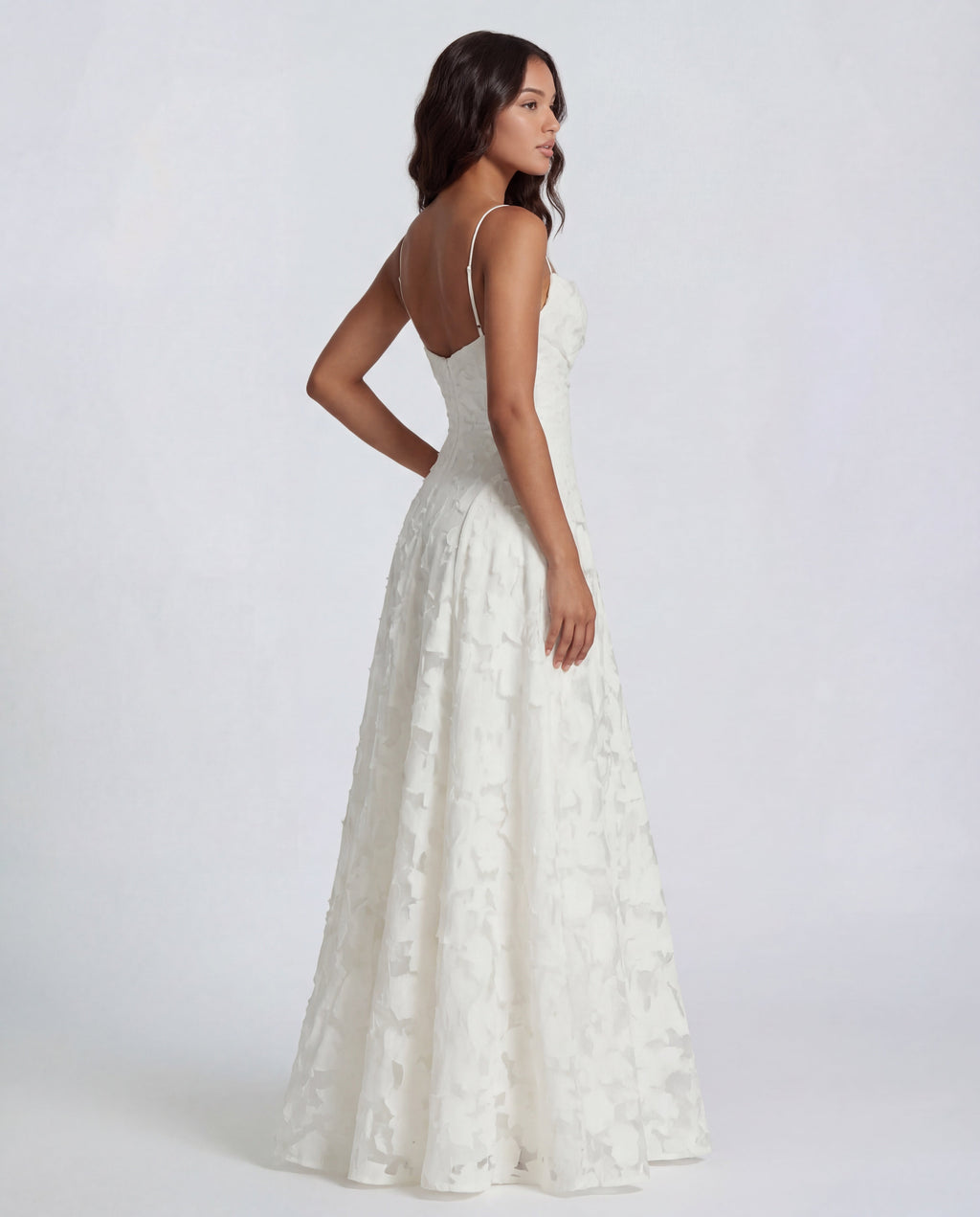 Sofia | Women's Straight-Neckline Flowing Lace Maxi Dress
