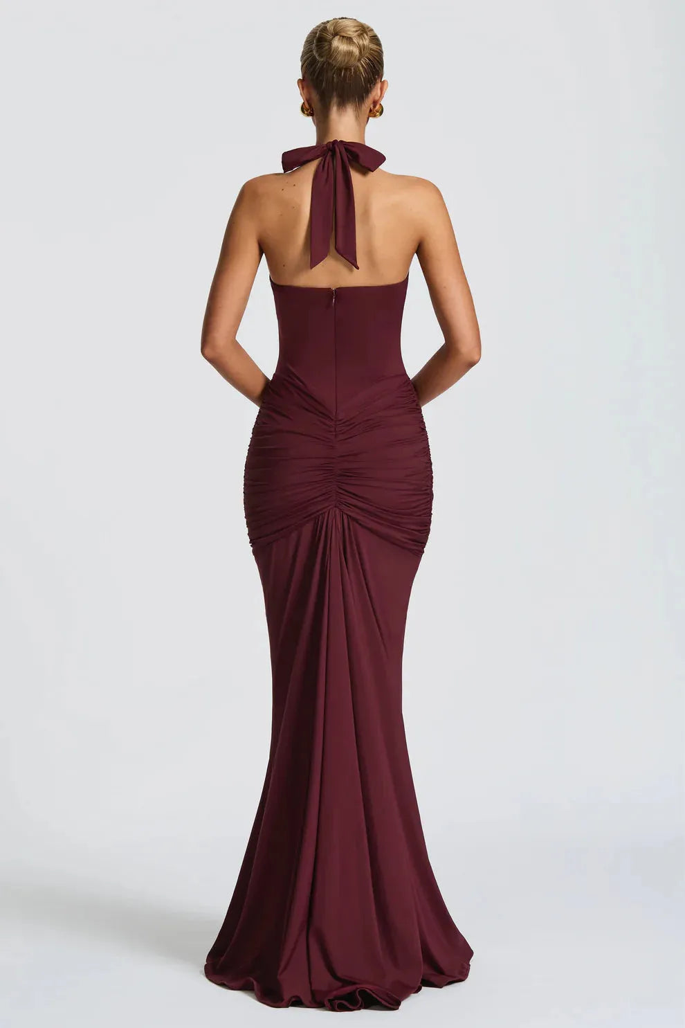 Bernadette | Elegant Plunging U-Wire Draped Jersey Maxi Dress