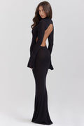 Sancha | Silky Sheer Backless Knit Maxi Dress