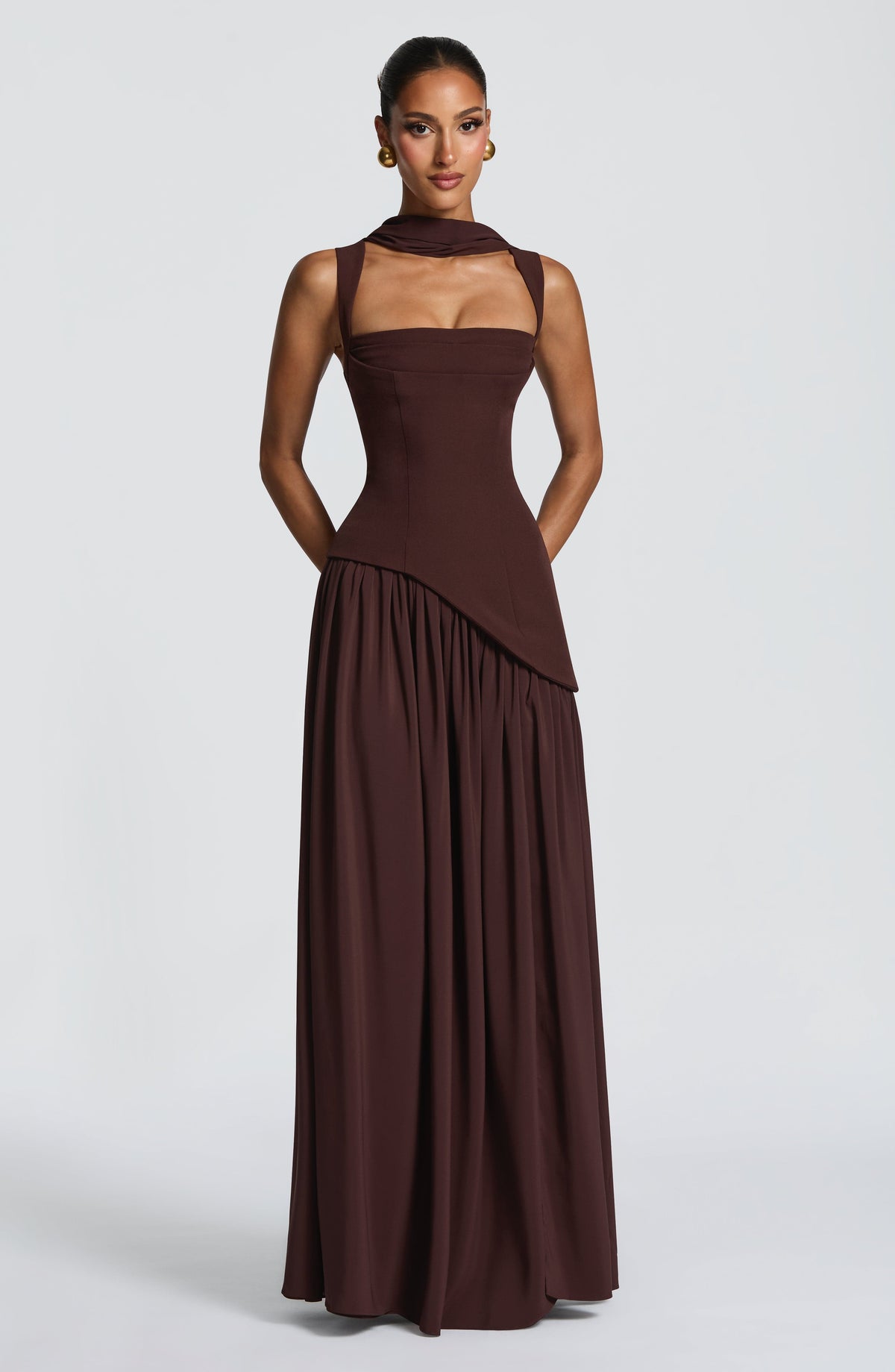 Tullulah Maxi Dress - Plum Brown